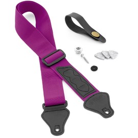 TIGER Ukulele Strap Pack Including Strap, Headstock Tie, Strap Button/Endpin and 3 Felt Picks Suitable for Soprano, Concert, Tenor and Baritone Ukulele - Purple