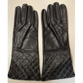 Unbranded Quilted Padded Fencing Long Arm Cuff Leather Medieval Gloves - XL