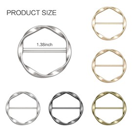 iminoo Scarf Ring Clip Shirt Clip T-Shirt Tie Ring Clips for Women and Slide Tshirt Twist Knot Clip Buckle Circle Clothing Ring Wrap Holder (Retro multicolor 6)
