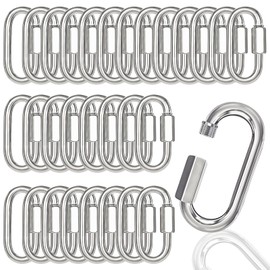 30PCS 3 Inches Chain Quick Links, M8 Galvanized Steel Thread Heavy Duty Carabiner Clips, 5/16" Locking Carabiners Connectors for Hammock, Camping, Pet Leash, Key Chain, Gym, 2000 Lbs Capacity