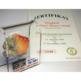 Pieza original del verdadero berlín montado en pared en acrílico con certificado de autenticidad, recuerdo histórico de artefacto alemán de Europa, tamaño mediano de 3 x 3 pulgadas, tema de ciudad