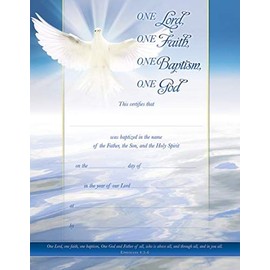 Certificate - Baptism - One Lord One Faith (Full Color - Coated Stock 8 1/2x11) (Pack Of 6)
