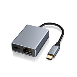 Multi-Compatible Type C to Ethernet Adapter, 100M + PD100W Fast Charge Network Adapter, Suitable for TVs, Mobile Phones, Computers, Supports Charging While Using
