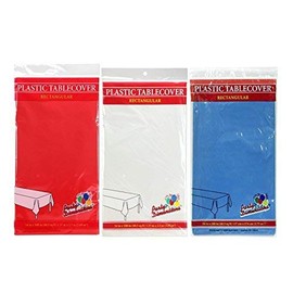 Party Dimensions 54" x 108" Rectangular Tablecovers / Tablecloths - Bundle of 6 - Red, White & Blue