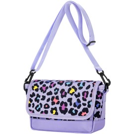Choco Mocha Girls Crossbody Purse for Kids, Girls Messenger Bag for Little Girls Leopard Purse, Christmas Gift for Kids Girls, Purple