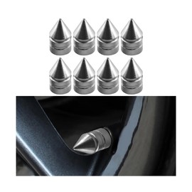 LKAHG Car Tire Valve Stem Caps, 8PCS Aluminum Alloy Spike Vehicle Tire Wheel Stem Cover Set, Dustproof Waterproof Auto Tire Trim Accessories, Universal for Trucks, Bicycles, Motorcycles (Silver)