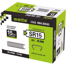 meite 15 Gauge 7/8-Inch (22mm) Outer Crown D Hog Rings Galvanized D Ring Staples for meite PHD-B Pneumatic D-Ring Stapler (10,000 PCS)