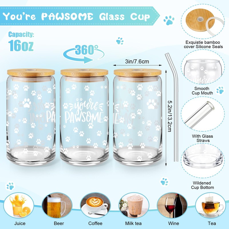 Bulyoou 18 Pcs Veterinary Technician Week Gift 16 oz Glass