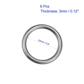 Unifizz Zinc Alloy O Rings 20mm(0.8") ID 3mm Thick Multi-Purpose Welded O Buckles for Bag Straps Belts Macrame Pet Leashes DIY Crafts Black 6pcs