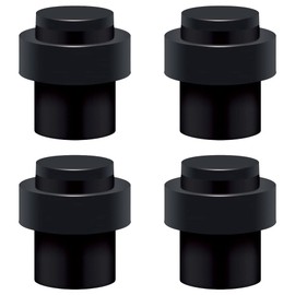 Cylindrical Floor Mount Door Stop, 1.8" Height, Stainless Steel Door Stopper Black Rubber, Pack of 4
