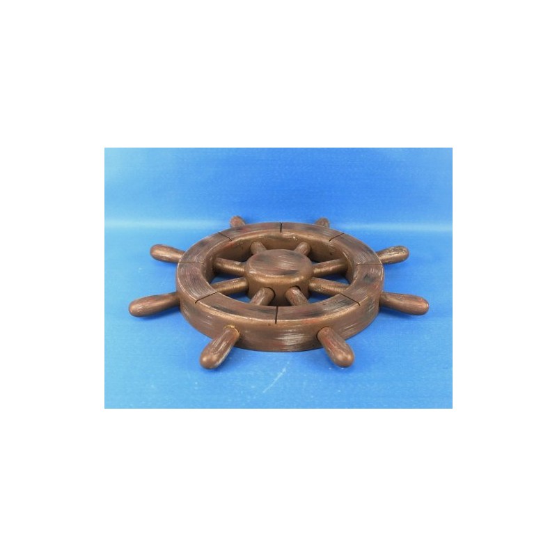 Hampton Nautical Rustic Wood Finish Ship Wheel, 12"