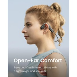 SHOKZ OpenMove Wireless Headphones, [England Athletics Recommended] Bluetooth Bone Conduction Sports Headset with Mic, 6 Hour Playtime & IP55 Waterproof for Running Workout Cycling (Grey)