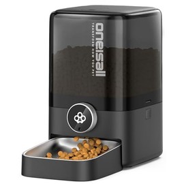 oneisall Automatic Cat Feeder, 20 Cups/5L Timed Cats Feeder for Large Cat Food, Small Portion Feeding, Programmable 1-6 Meals Per Day Dry Food Dispenser (Black)