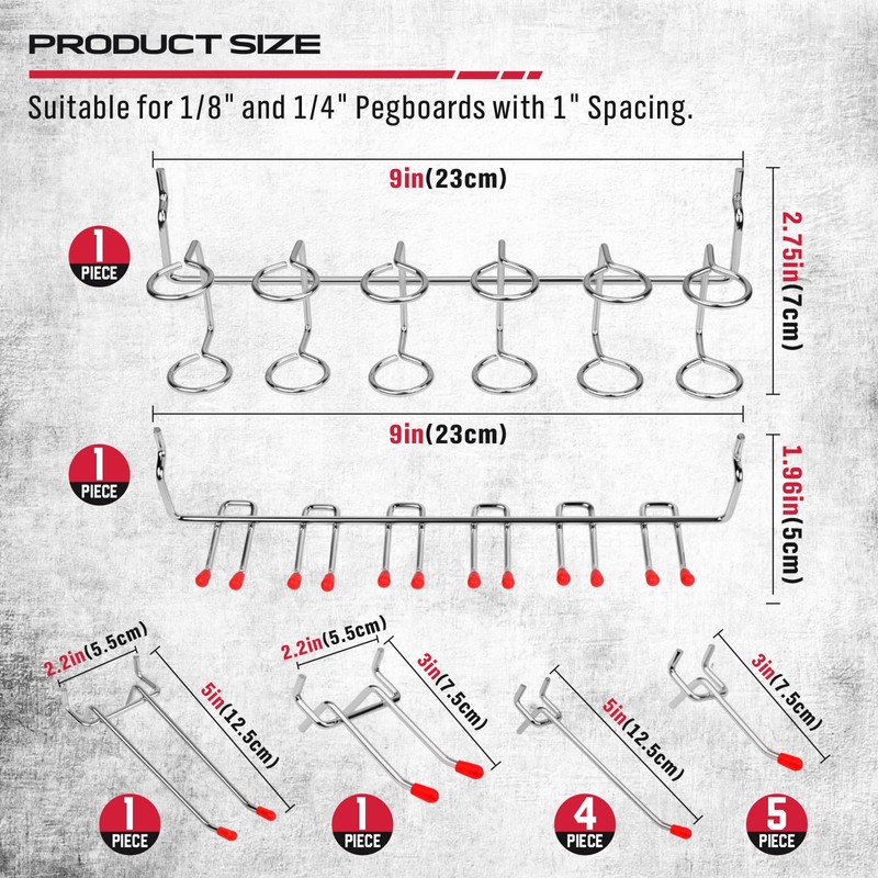 Ultimate 121-Piece Pegboard Hooks Set, Pegboard Accessories with Metal Hooks,
