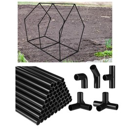 Sawysine 102 Pcs DIY PVC Projects Set Included 60 Pcs 24 Inch PVC Pipe and 42 Connection Pipe Fittings for Spring, Home, Greenhouse, Garden, Farm, Workshop, Summer(Black,3/8 Inch)