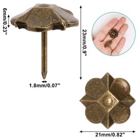 BUXIMN 40pcs Upholstery Tacks, Metal Upholstery Nails for Wood Four Leaf Clover Shaped Decorative Nails Thumb Tacks Upholstery Pins Vintage Furniture Tacks Upholstery Nails (21x23mm, Leaf Bronze)