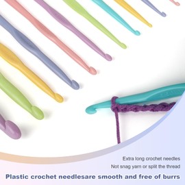 Katech 12 pcs Crochet Hooks Different Sizes (2.0-10.0 mm) Ergonomic Plastic Handle Crochet Knitting Needles Set DIY Craft Yarn Weaving Tools for Crochet Enthusiasts to Make Socks, Hat, Scarf, Bag, Cap