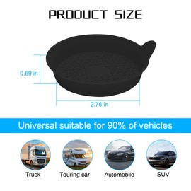 Mandark Car Cup Holder Coasters, Non-Slip Silicone Vehicle Insulation Drink Mat, Waterproof Sift-Proof Spill Recessed Automotive Interior Cup Insert Pad Accessories, Universal Fit (Black)