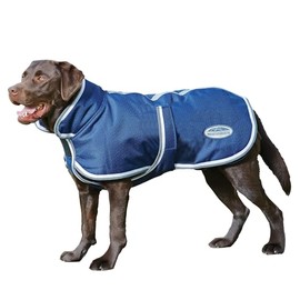 WeatherBeeta ComFiTec Parka 1200D Deluxe Dog Coat, Navy/Grey/White, 18"