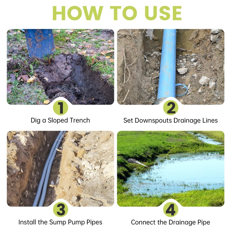 4" Angled Drain Grating Yard Drain, french drain for Sump