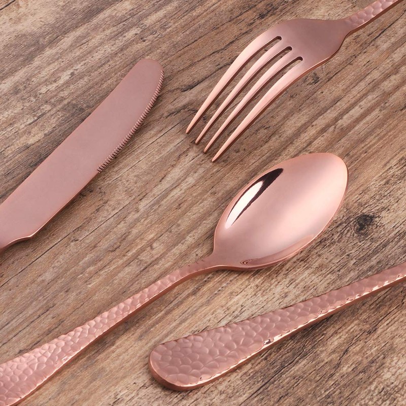 Bisda Copper Silverware Set, 20 Piece Premium 18/8 Stainless Steel