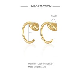 SHIMAO Earrings 925 Sterling Silver Snake Pattern Adjustable Earrings for Women Personality Jewelry Accessories Charm Earrings, Sterling Silver, Zircon, gold