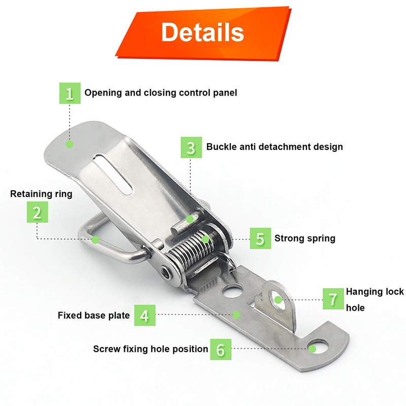 Generic 4 Pack Spring Loaded Toggle Latch Catch, Stainless Steel