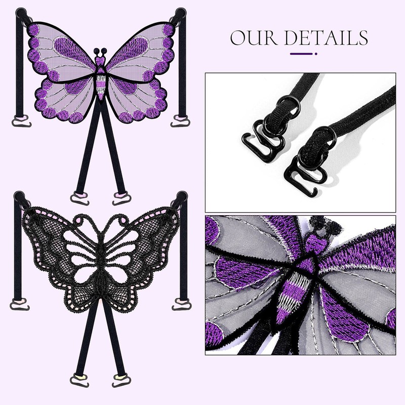 10pcs Bra Strap Clips Sets, 2Pcs Butterfly Bra Straps, 8
