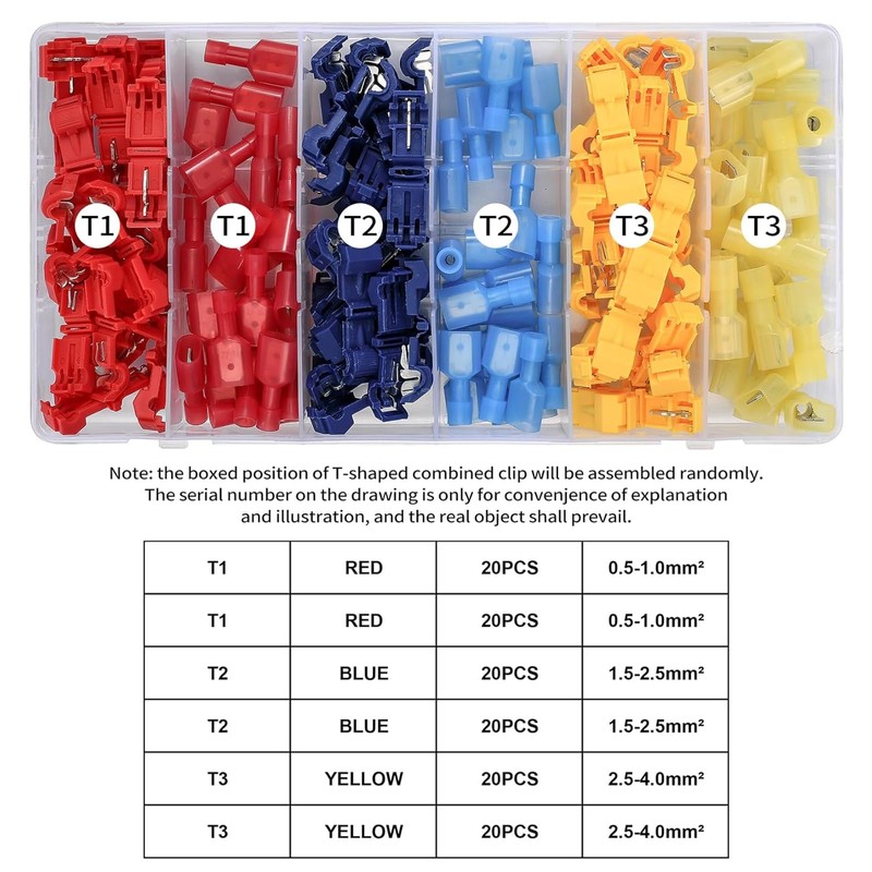 T Tap Wire Connectors, 120 Pcs Electrical Wire Connectors, Wire
