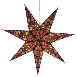 GURU SHOP Foldable Advent Luminous Paper Star, Christmas Star 60 cm - Nina Black / Colourful, Paper Stars 60 cm