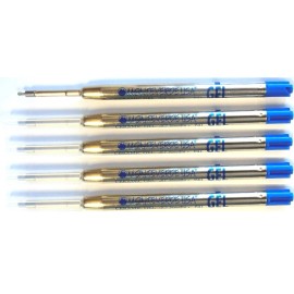 5 Monteverde Parker Style Ballpoint Pen Refills, Needle Point, Gel Ink, Blue