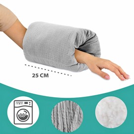 Nursing Pillow Muslin Small Nursing Muff Diameter 20 cm - Mini Nursing Pillow Baby Arm Nursing Pillow Arm Pillow for Travel Nursing Pillow Cotton Grey