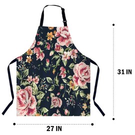 BGBDEIA Watercolor Flower Kitchen Apron for Women Men, Unisex Adjustable Cooking Apron, Waterproof Apron for Home Kitchen, Restaurant, Coffee House