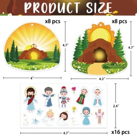 JUESMOS 16PCS Make an Easter He Lives Sticker Scenes for Kids Religious Easter Nativity Stickers Craft Easter Resurrection Scene Sticker Ornaments Christian Jesus Stickers Easter Party Favor