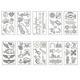 COYUN 10 Blätter Leucht Tattoos Unter Neon UV Schwarzlicht, Temporäre Tattoos, Tattoos Erwachsene Teenager Kinder, Leuchtende Party Deko, Wasserfeste Klebetattoos, Party Gadgets