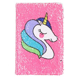 Creative Unicorn Notebook,A5 Mermaid Reversible Sequin Journal, Diary for Kids Girls Gifts (Rose Red)
