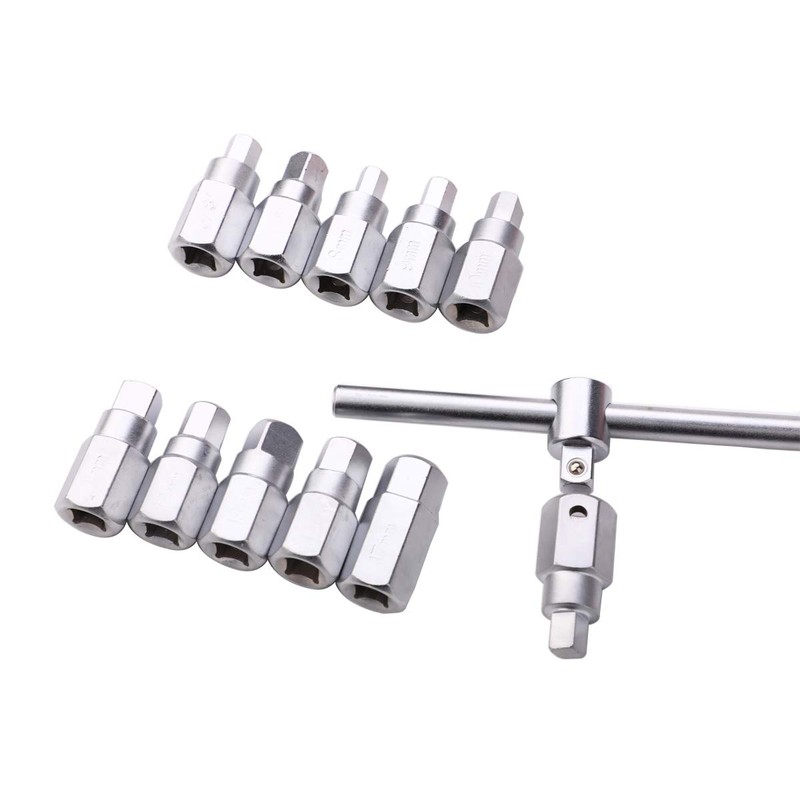 HERIS 12pcs Drain Plug Key Socket Set Axle Oil Sump