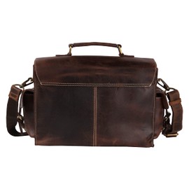 Leather Messenger Bag for Camera, Camera Bag for DSLR Cameras, Mirrorless Cameras, Lenses, Memory Cards, Organizer, Camera Messenger Brown Bag