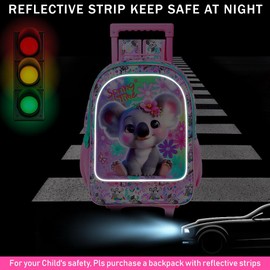Rolling Backpack for Girls, 3PCS Kids Roller Bookbag with Lunch Bag, Wheeled School Bag for Children - Koala