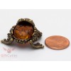 Russian Solid Brass Amber Figurine Feng Shui Frog Toad Totem