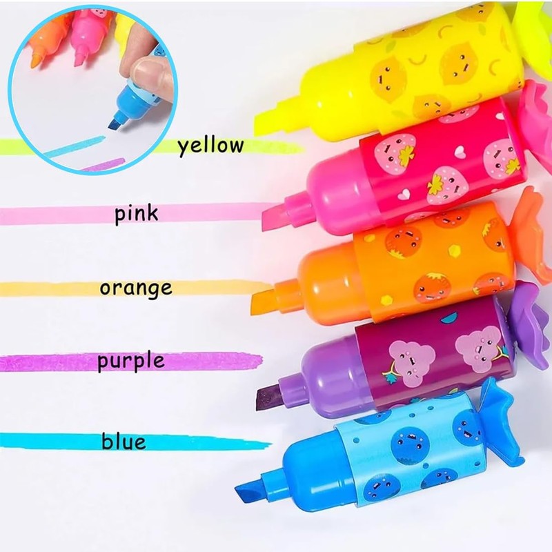WUSJCOF Pack of 12 Mini Highlighter Pens Set Mini Textliner