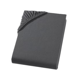 Fitted Sheet, 180 x 200 - 200 x 200 cm, Jersey Fitted Sheet, 100% Cotton, Comfort Bed Sheet for Mattresses up to 30 cm Height, Fitted Sheet, Colour Anthracite