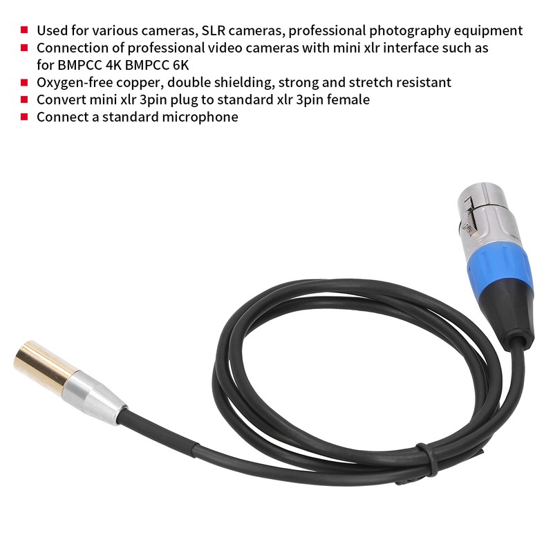 3Pin Audio Cable Mini Male to XLR Female Zinc Alloy
