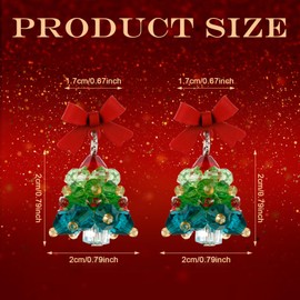 Christmas Earrings, Green Christmas Tree Earrings with Earring Stoppers Crystal Christmas Earrings Christmas Dangle Earrings Xmas Earrings Christmas Jewelry for Women (Style 2)