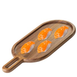 Tablecraft Oblong Wood Serving Tray, Wooden Platter for Appetizer, Cheese Board, Charcuterie and Party Decor, Rustic Acacia Finish, Commercial Foodservice Restaurant Use, 8.5 Wide, 20" Long, Brown