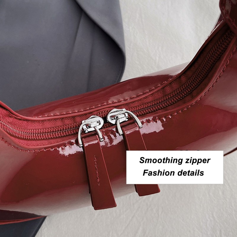 Women Underarm Bag Fashionable Glossy Surfaces PU Leather Shoulder Messenger