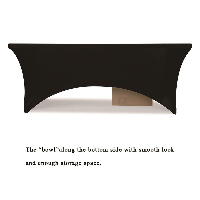 Waysle 8ft Black Fitted Spandex Tablecloths Rectangular Wedding Party Banquet