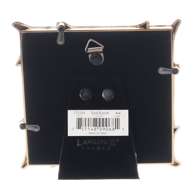 Lawrence Frames Metal Picture Frame, Natural Branch Design, Gold, 4x4