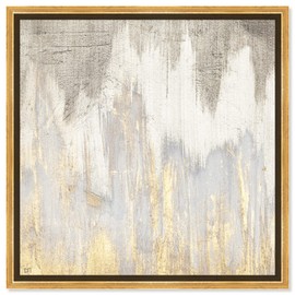 The Oliver Gal Artist Co. Abstract Framed Wall Art Canvas Prints 'Golden Caves' Paint, 24x24