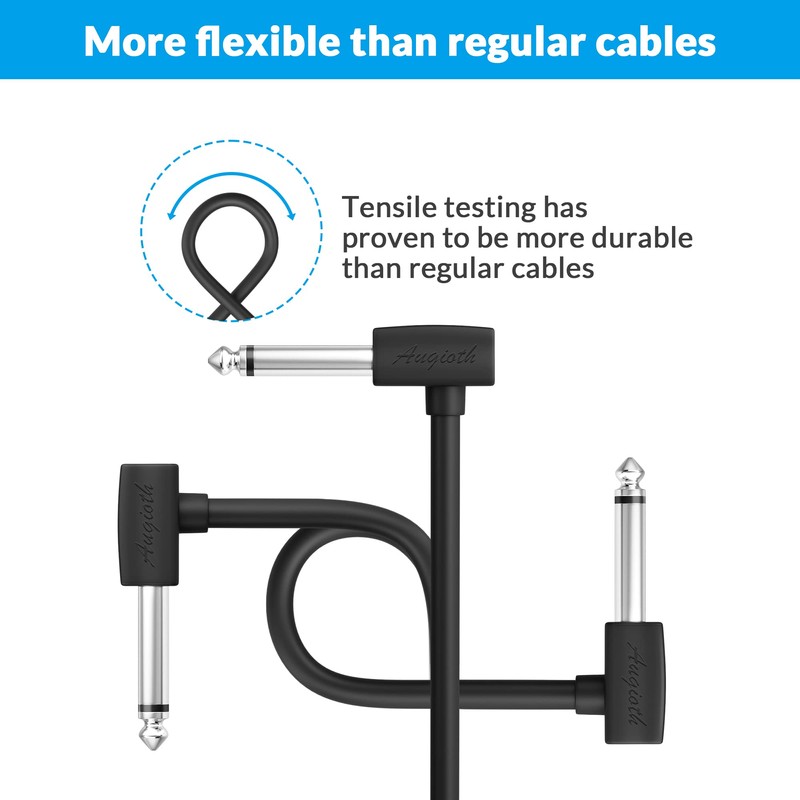 Augioth 12 Inch Guitar Patch Cables Gold Plug, 30 cm